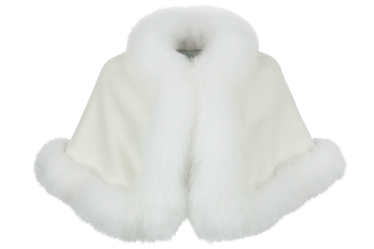 Pinto Ranch Cashmere & Fox Fur Stole - White