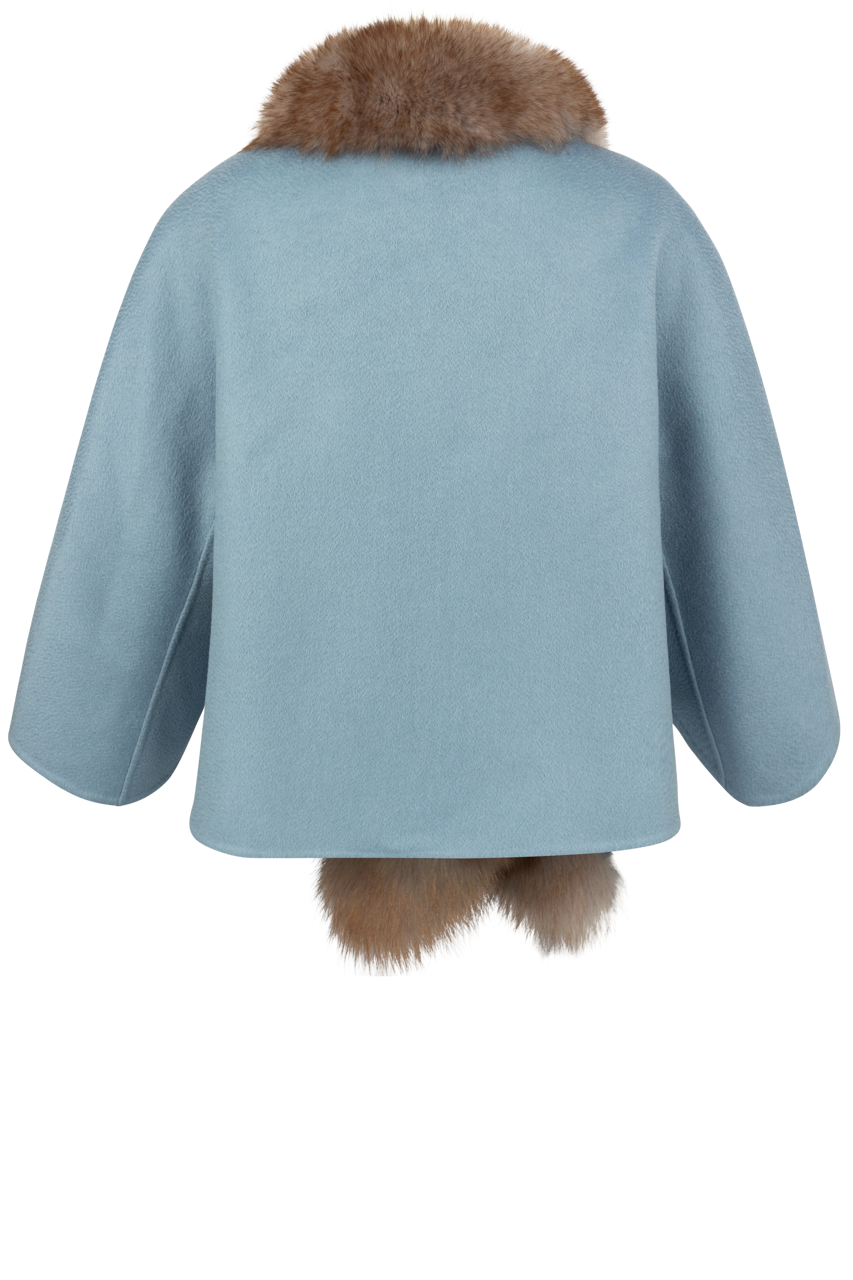 Pinto Ranch Cashmere & Fox Fur Cape - Baby Blue