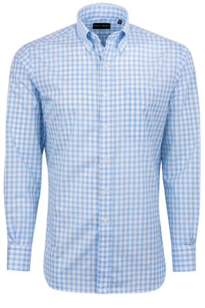 Pinto Ranch YY Collection Gingham Button-Front Shirt - Blue