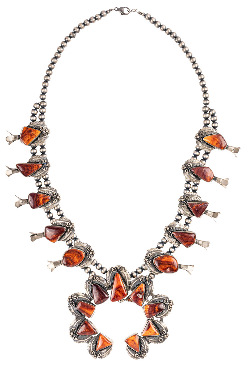 Navajo Squash Blossom Spiny Oyster Necklace