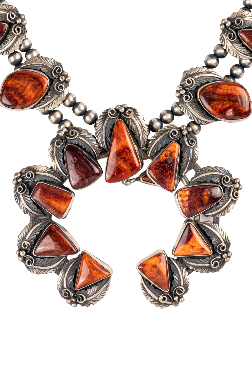 Navajo Squash Blossom Spiny Oyster Necklace