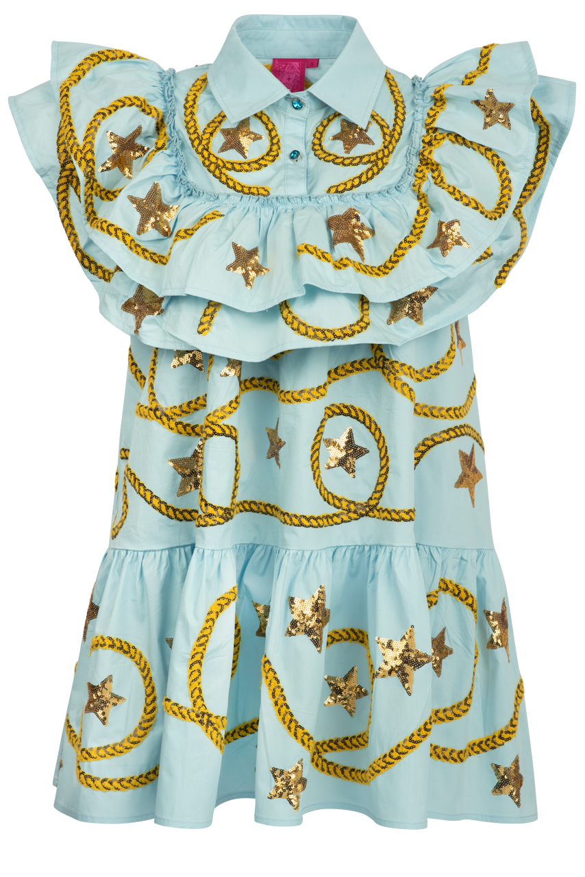 Queen of Sparkles Star & Rope Ruffle Dress