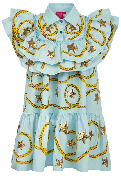 Queen of Sparkles Star & Rope Ruffle Dress