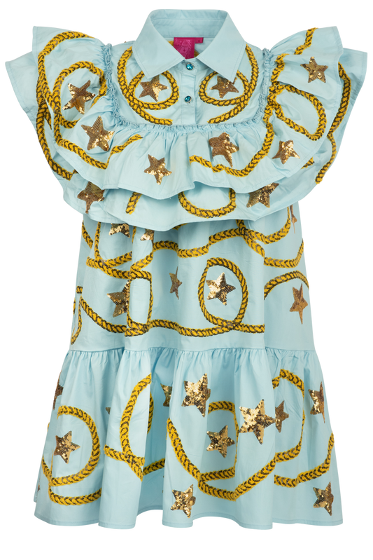 Queen of Sparkles Star & Rope Ruffle Dress