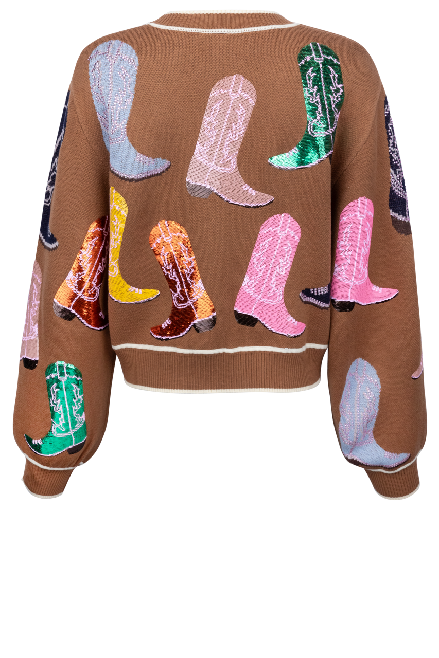 Queen of Sparkles Cowboy Boot Cropped Cardigan