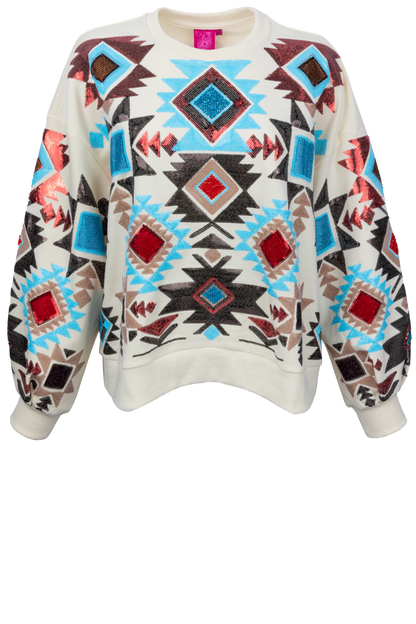 Queen of Sparkles Aztec Print Sweatshirt