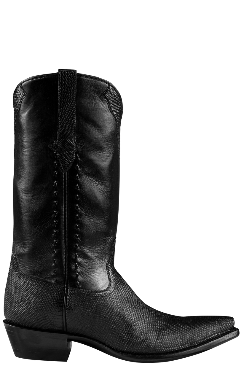 Stallion Men's Black Lizard & Buffalo Calf Boots Pinto Ranch