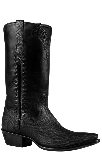 Stallion Men's Lizard & Buffalo Calf Boots - Black