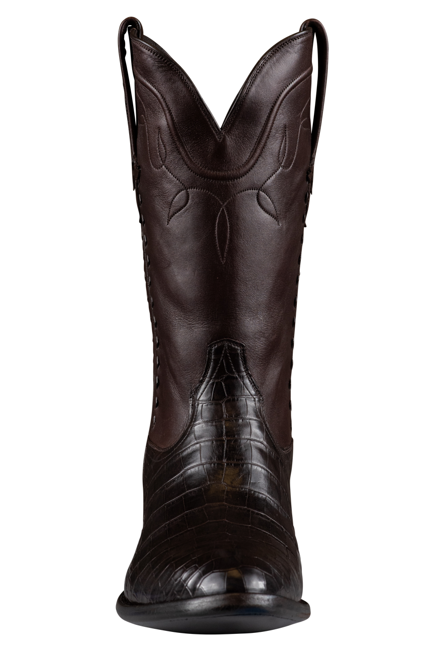 Stallion Men's American Alligator Cowboy Boots - Chocolate