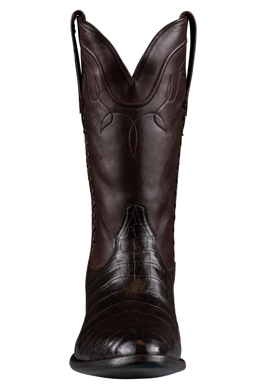 Stallion Men's Chocolate American Alligator Cowboy Boots Pinto Ranch