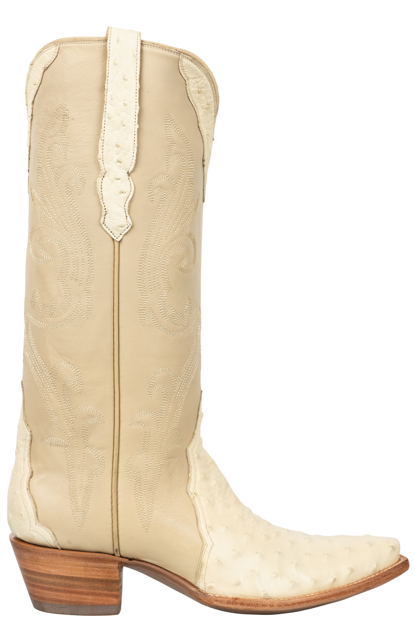 Stallion Women's Full Quill Ostrich Gallegos Cowgirl Boots - Cream
