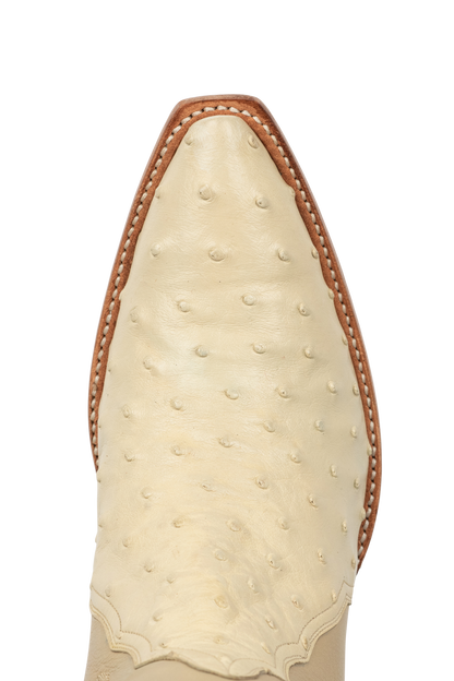Stallion Women's Full Quill Ostrich Gallegos Cowgirl Boots - Cream