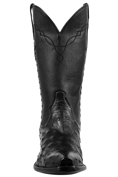 Stallion Men's Full Quill Ostrich Cowboy Boots - Black
