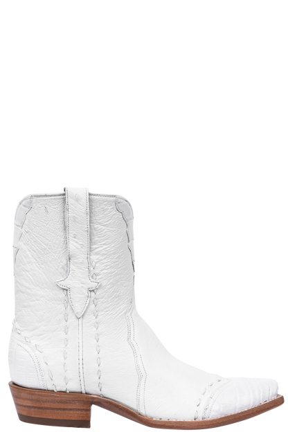 Stallion White Ostrich & Crocodile Cowgirl Boots