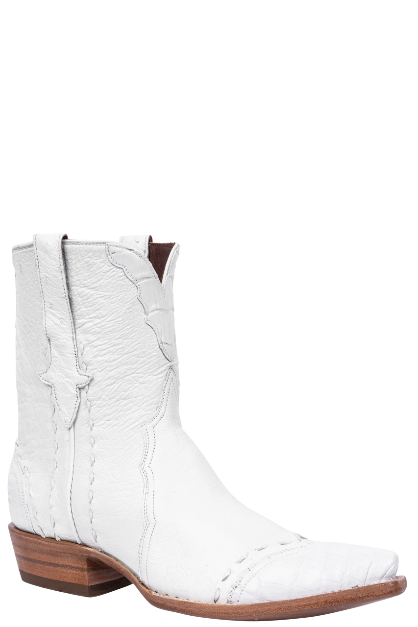 Stallion White Ostrich & Crocodile Cowgirl Boots