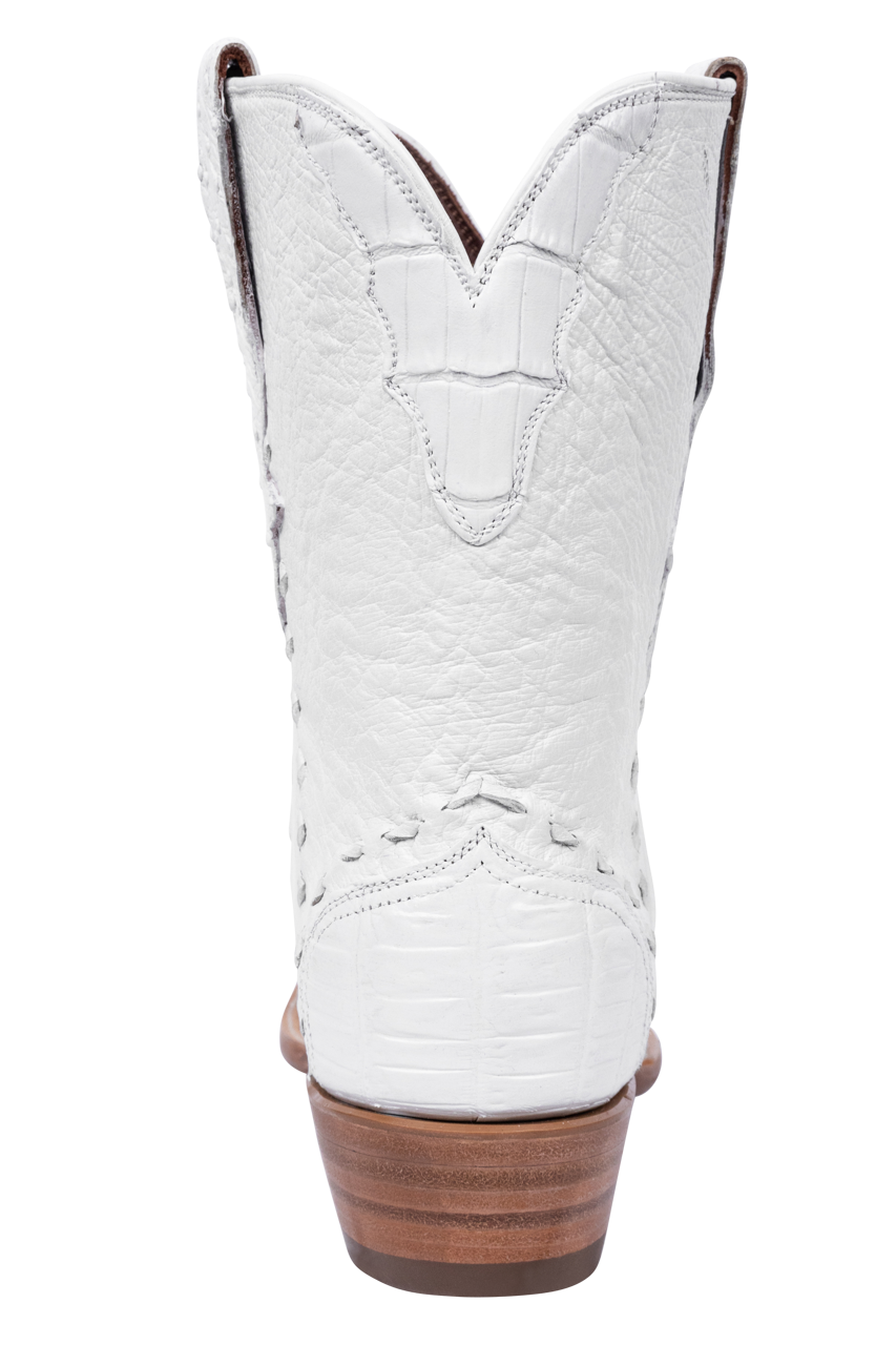 Stallion White Ostrich & Crocodile Cowgirl Boots