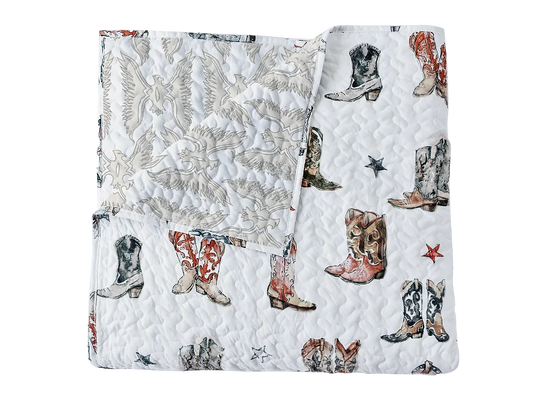 Ida Mae Thunderbird Boots Baby Blanket - Neutral