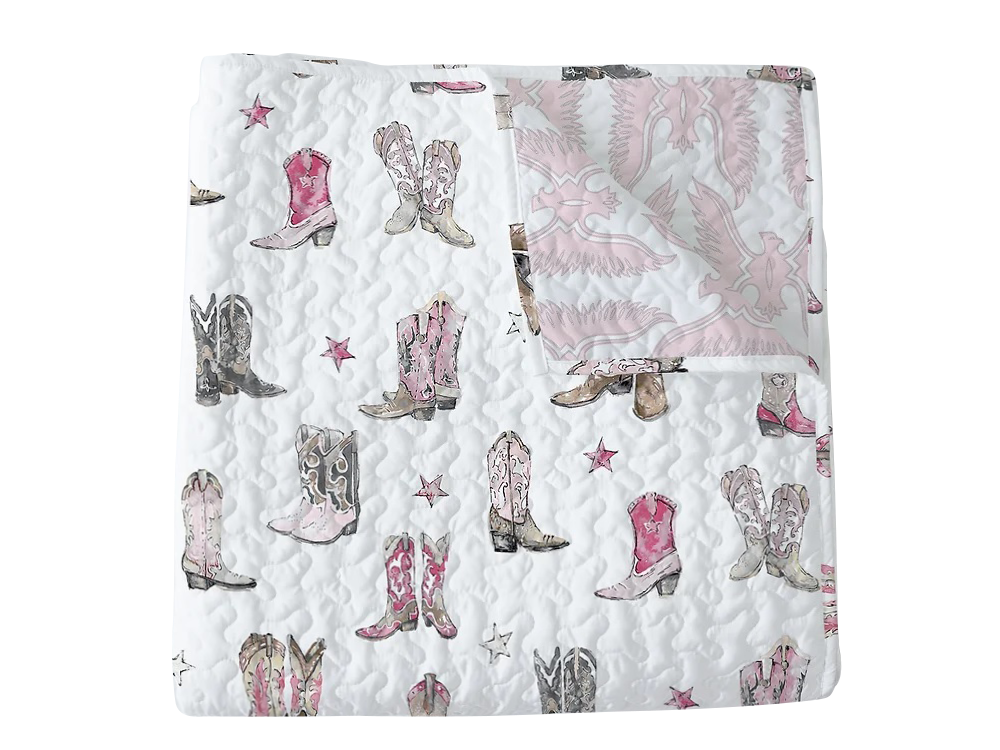 Ida Mae Thunderbird Boots Baby Blanket - Pink