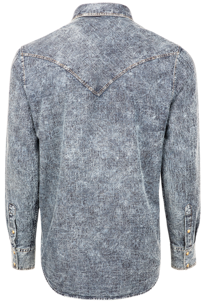 Pinto Ranch YY Collection Jacquard Washed Snap Front Shirt - Indigo