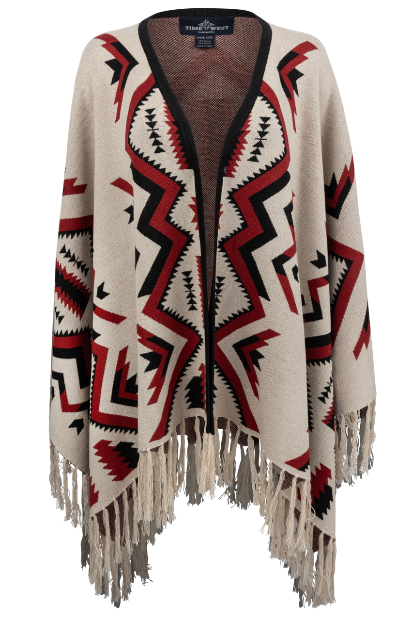 Time of the West Aztec Print Cape - Ivory