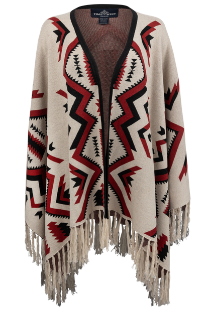 Time of the West Aztec Print Cape - Ivory