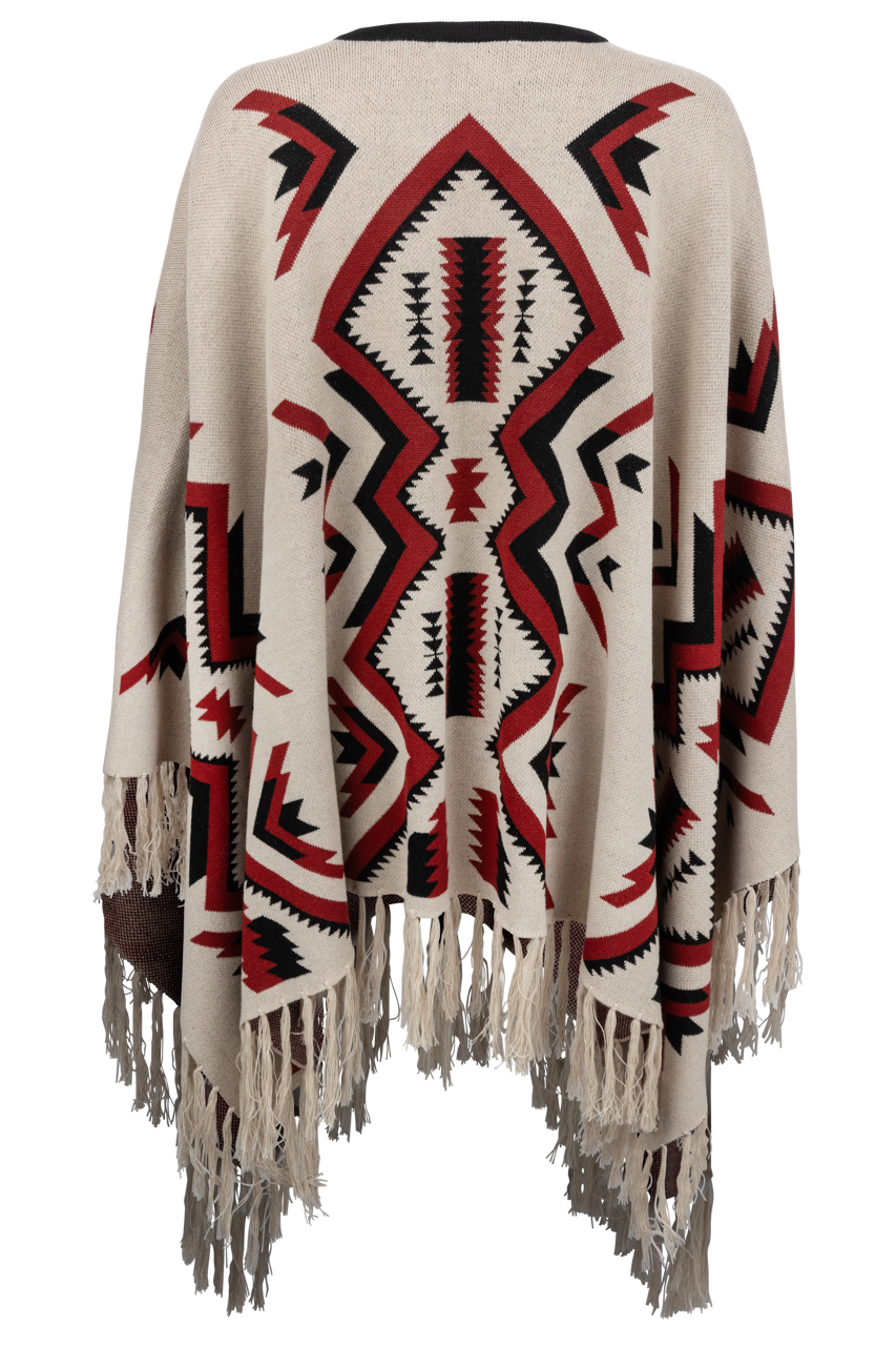 Time of the West Aztec Print Cape - Ivory