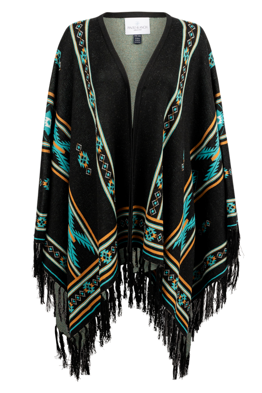 Pinto Ranch Aztec Print Cape - Black