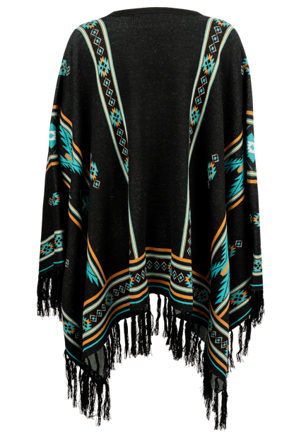 Pinto Ranch Aztec Print Cape - Black