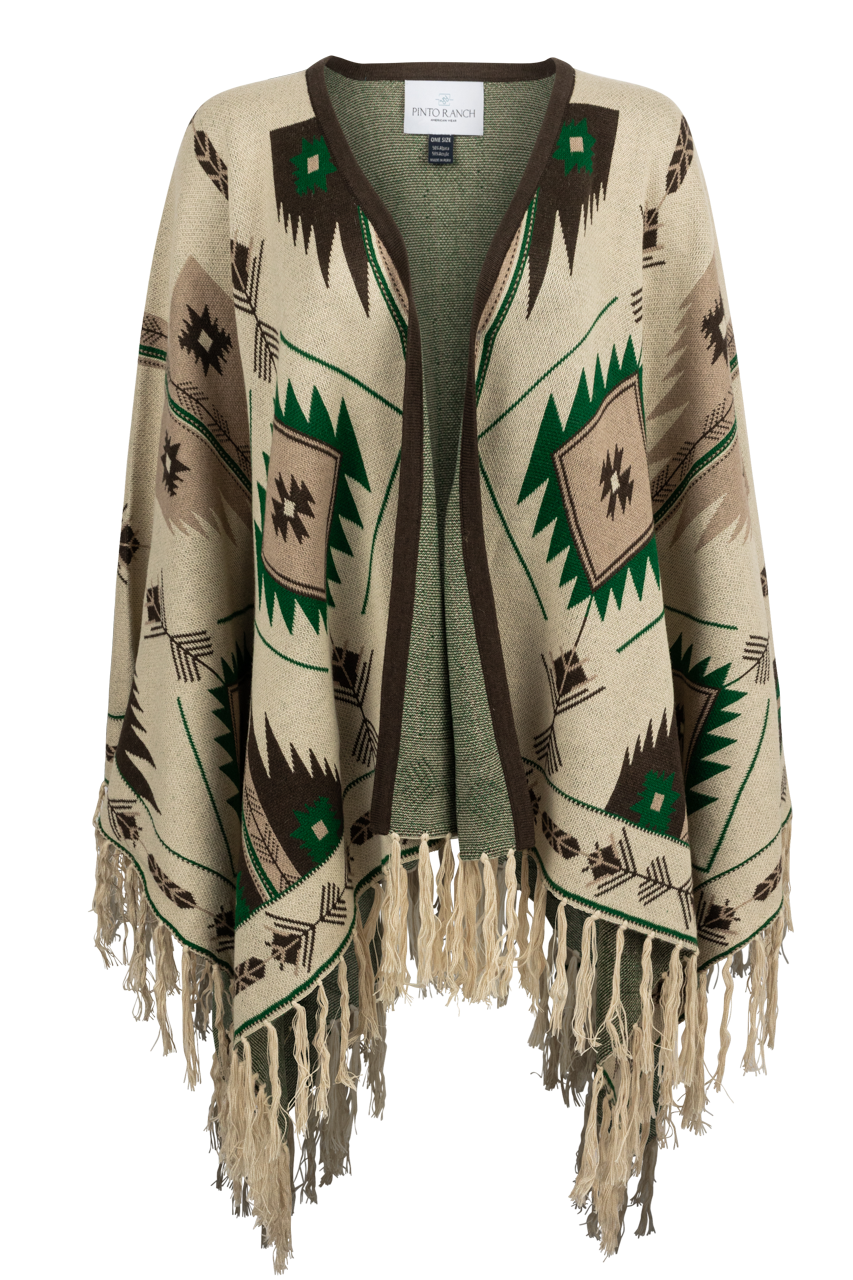 Pinto Ranch Aztec Print Cape - Ivory