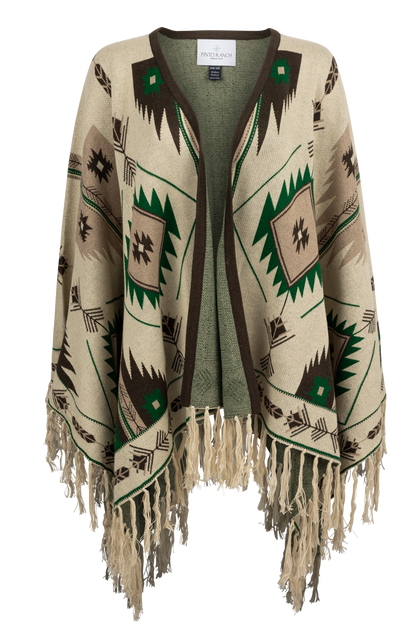 Pinto Ranch Aztec Print Cape - Ivory