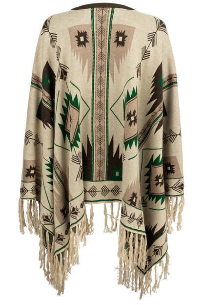 Pinto Ranch Aztec Print Cape - Ivory