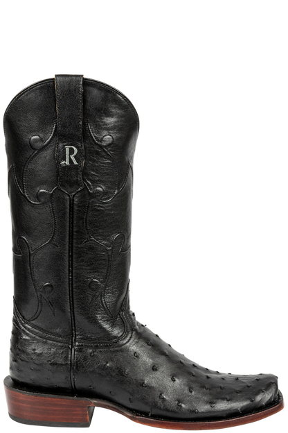 R. Watson Full Quill Ostrich and Goat Cowboy Boots - Black