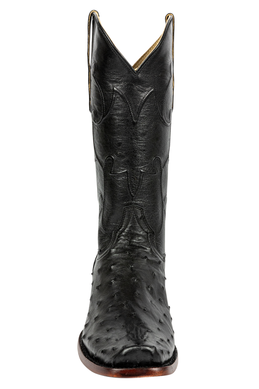 R. Watson Full Quill Ostrich and Goat Cowboy Boots - Black
