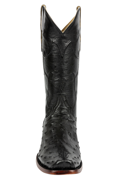 R. Watson Full Quill Ostrich and Goat Cowboy Boots - Black