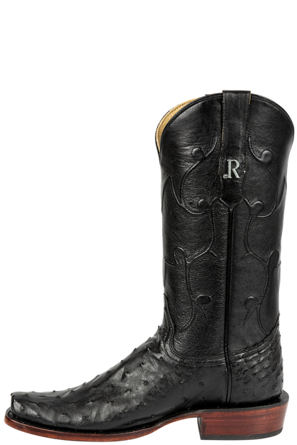 R. Watson Full Quill Ostrich and Goat Cowboy Boots - Black