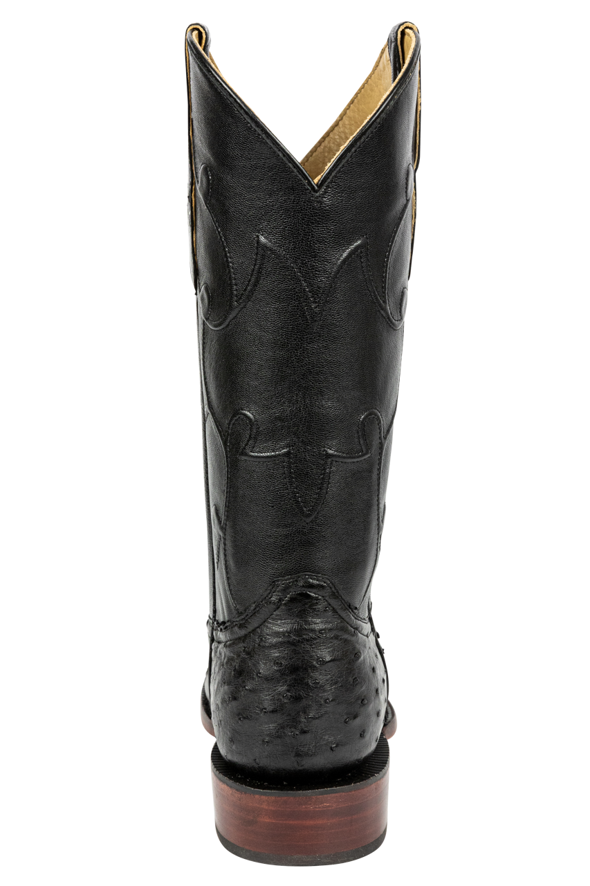 R. Watson Full Quill Ostrich and Goat Cowboy Boots - Black