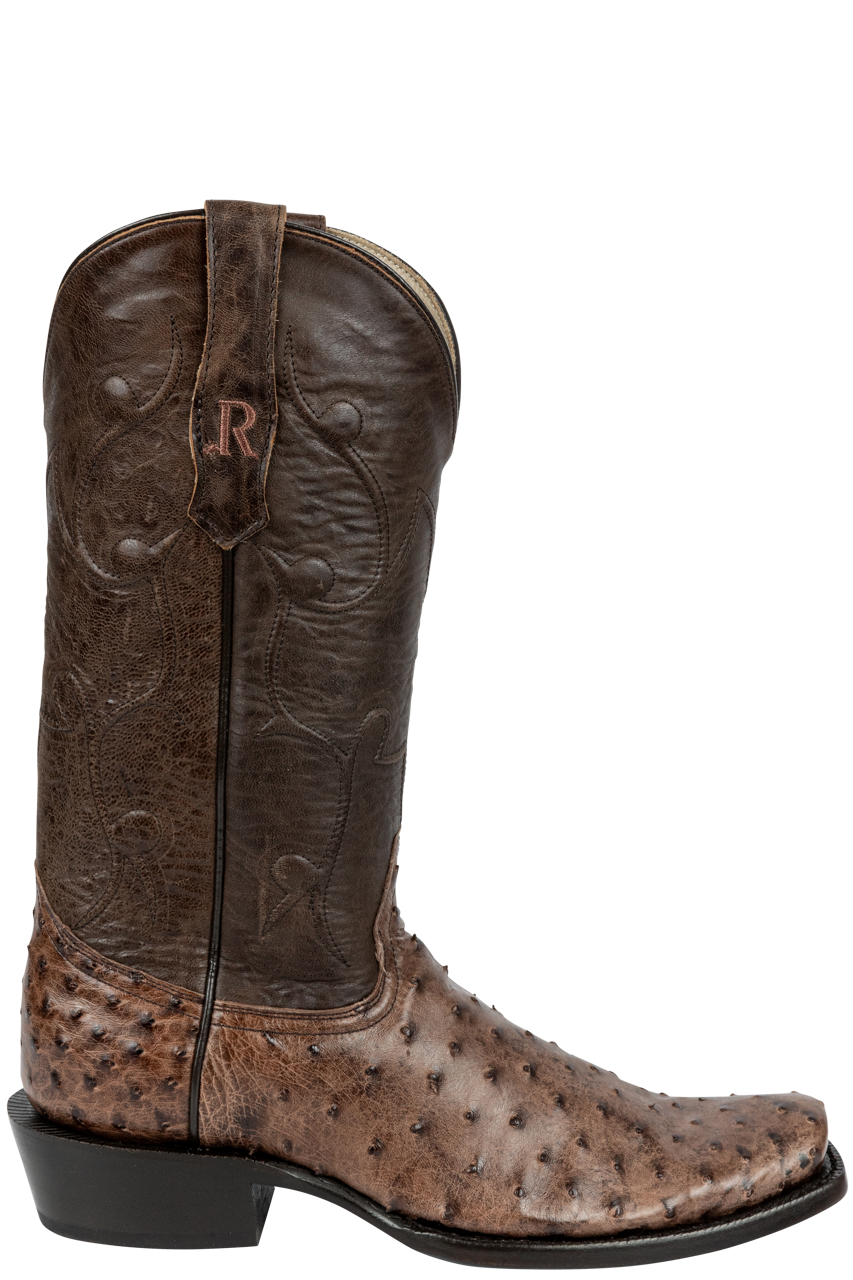 R. Watson Full Quill Ostrich and Goat Cowboy Boots - Chocolate