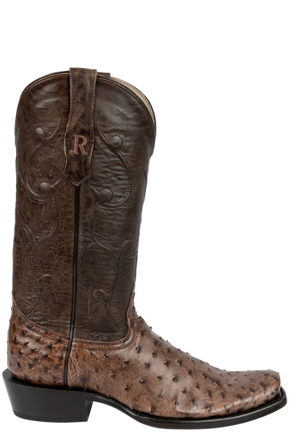 R. Watson Full Quill Ostrich and Goat Cowboy Boots - Chocolate