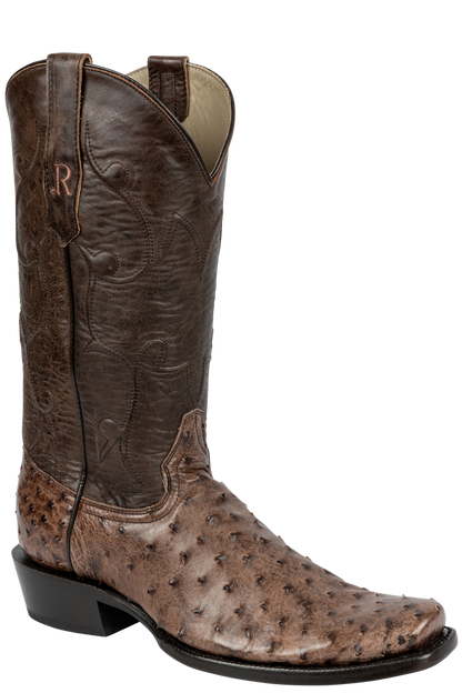 R. Watson Full Quill Ostrich and Goat Cowboy Boots - Chocolate