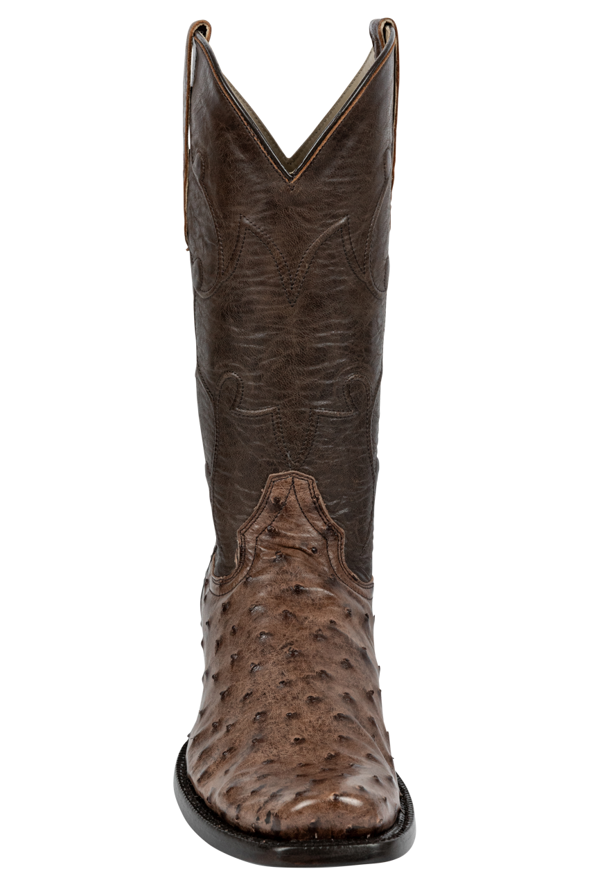 R. Watson Full Quill Ostrich and Goat Cowboy Boots - Chocolate