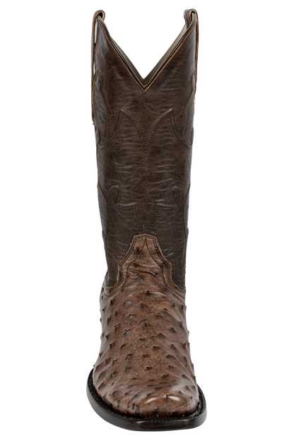 R. Watson Full Quill Ostrich and Goat Cowboy Boots - Chocolate