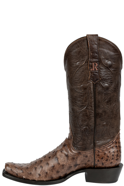 R. Watson Full Quill Ostrich and Goat Cowboy Boots - Chocolate