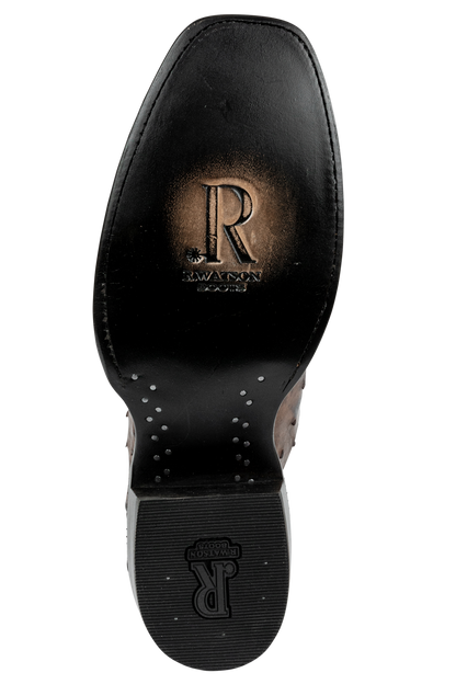 R. Watson Full Quill Ostrich and Goat Cowboy Boots - Chocolate