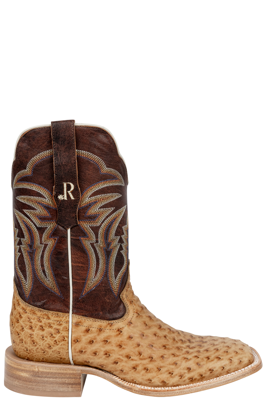 R. Watson Full Quill Ostrich Cowboy Boots - Antique Saddle