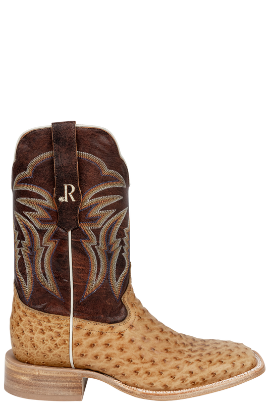 R. Watson Full Quill Ostrich Cowboy Boots - Antique Saddle