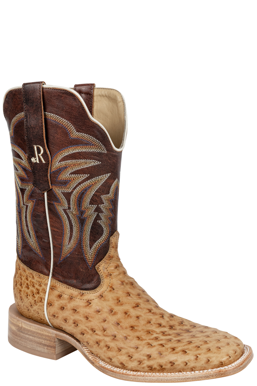 R. Watson Full Quill Ostrich Cowboy Boots - Antique Saddle