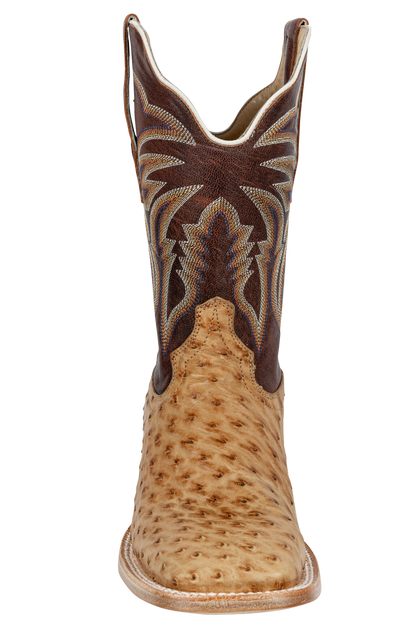 R. Watson Full Quill Ostrich Cowboy Boots - Antique Saddle