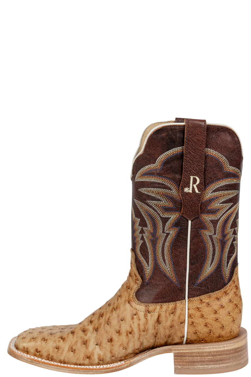 R. Watson Full Quill Ostrich Cowboy Boots - Antique Saddle