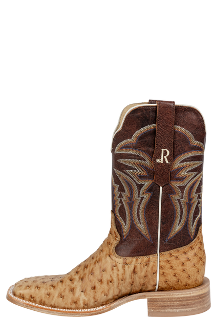 R. Watson Full Quill Ostrich Cowboy Boots - Antique Saddle