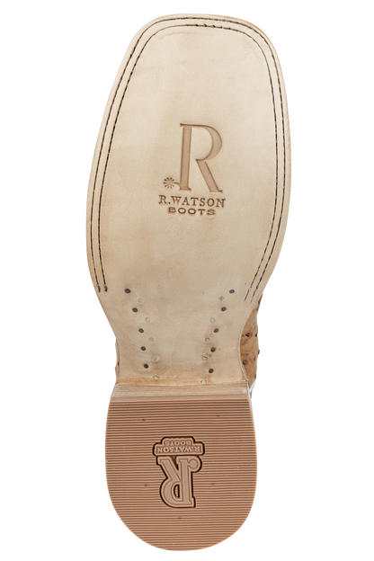 R. Watson Full Quill Ostrich Cowboy Boots - Antique Saddle